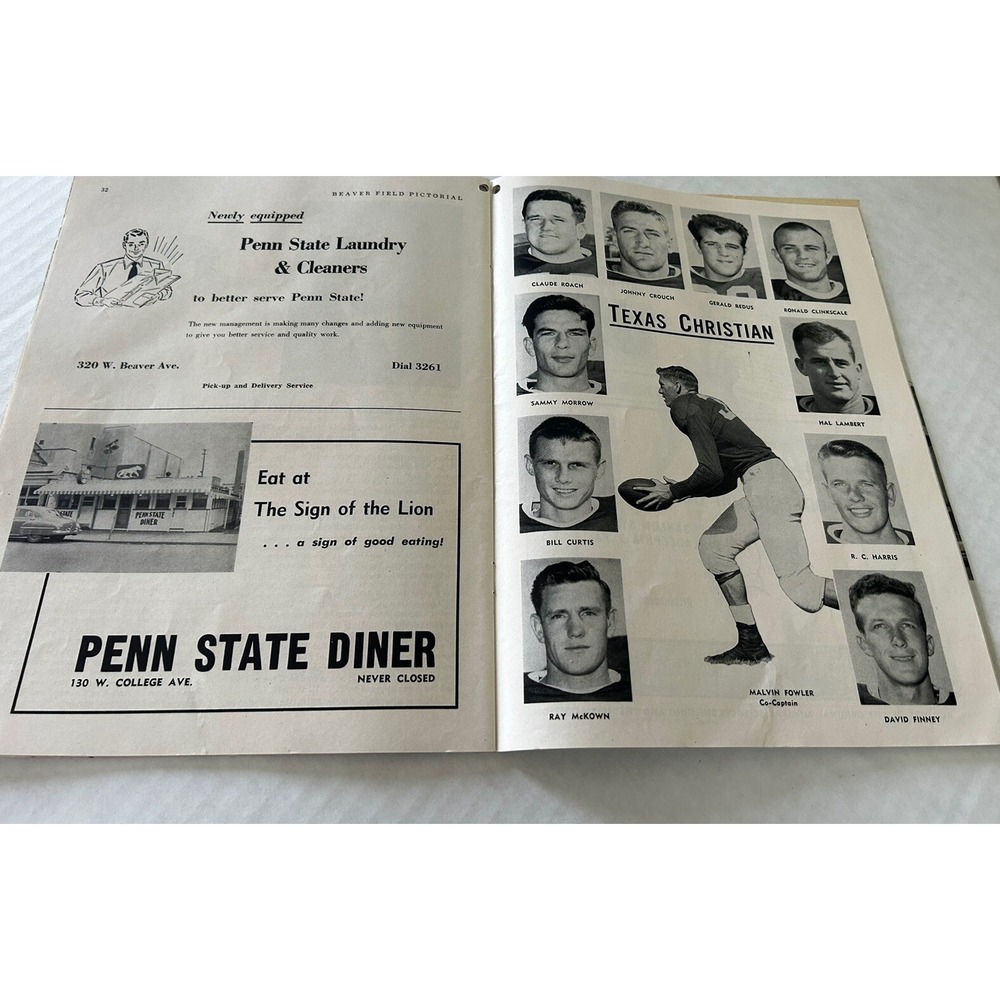 1953 Texas Christian Penn State Football Program‎ 10/24/1953 Vintage 35 Cents - Picture 4 of 6